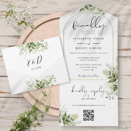 Finalmente Boda Arco Verde Floral Código QR Casame