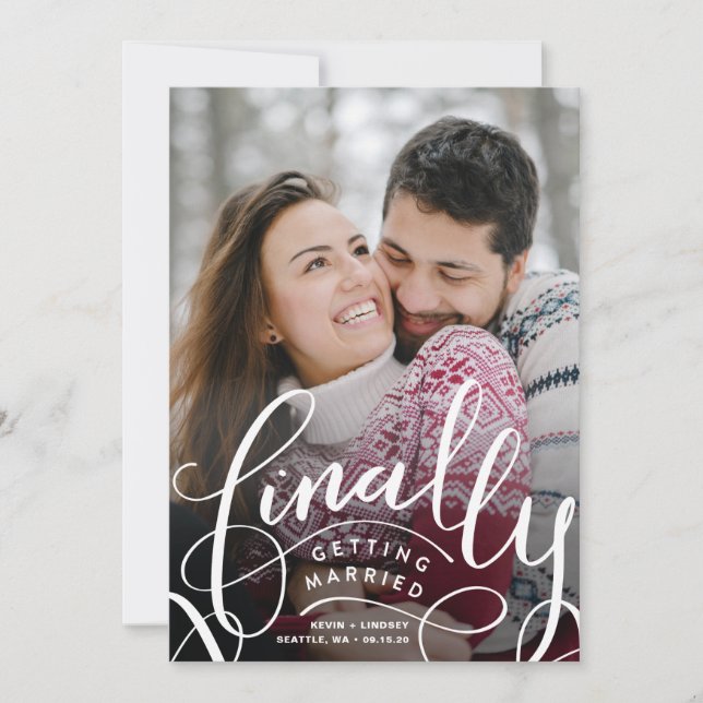 Finalmente Casando-se Salve o Cartão de Data (Frente)