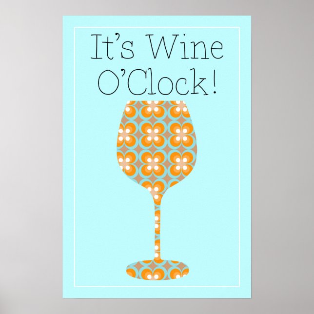 Finalmente! É o Vinho O'Clock! Poster moderno humo (Frente)