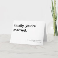 Finalmente você é casado, dia de casamento, cartão