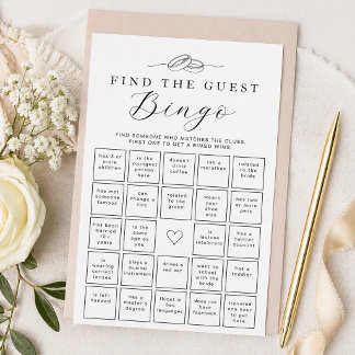 Find the Guest Bridal Shower Bingo Game Card