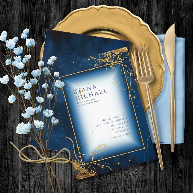 Fine Dourado Lines Abstrato Wedding V2 Marinho ID8 (Criador carregado)