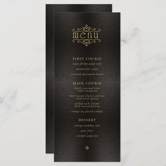 Fine Filigree Dourado Wedding Menu V2 ID871 (Frente/Verso)