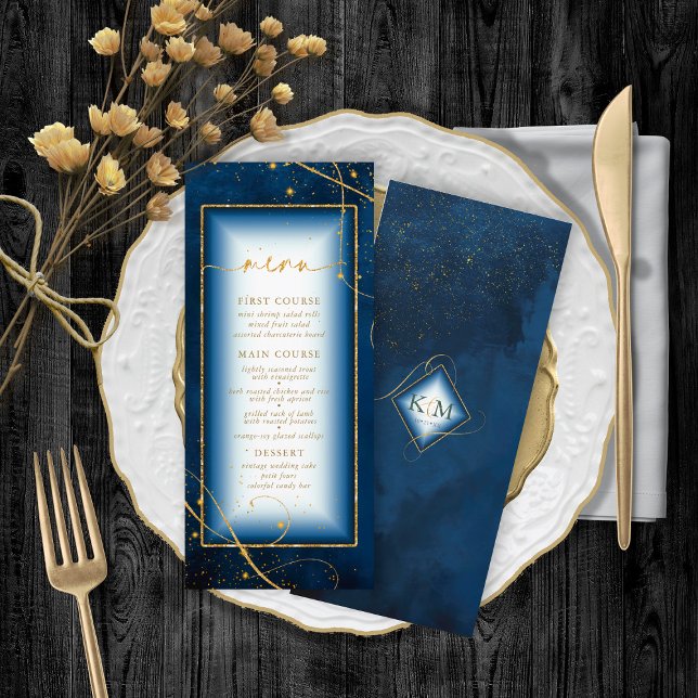 Fine Lines Dourado Abstrato Wedding Menu 2, ID do  (Criador carregado)
