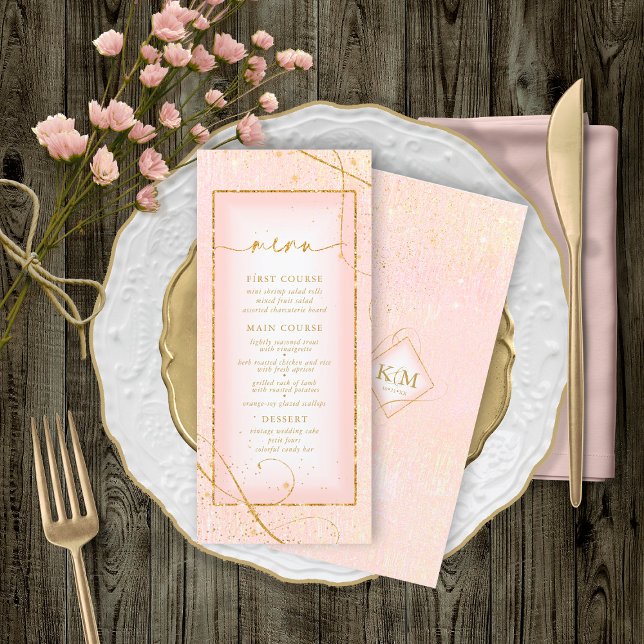 Fine Lines Gold Abstract Wedding Menu V2 B ID867 (Criador carregado)