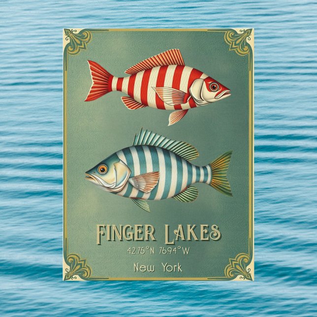 Finger Lakes Nova York cartão postal de peixes náu (Criador carregado)