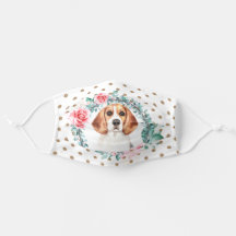 Fio de rosa bolinhas com o cão de aquarela
