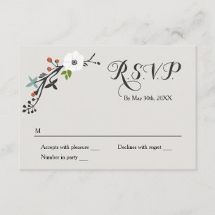 Fio Floral Branco   Placa de resposta RSVP