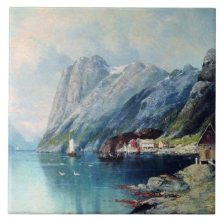 Fiord na pintura da Noruega por lev Lagorio