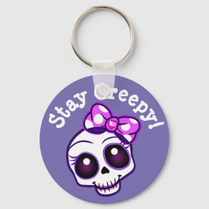 "Fique Assustador!" Creepy Kawaii Button Chaveiro