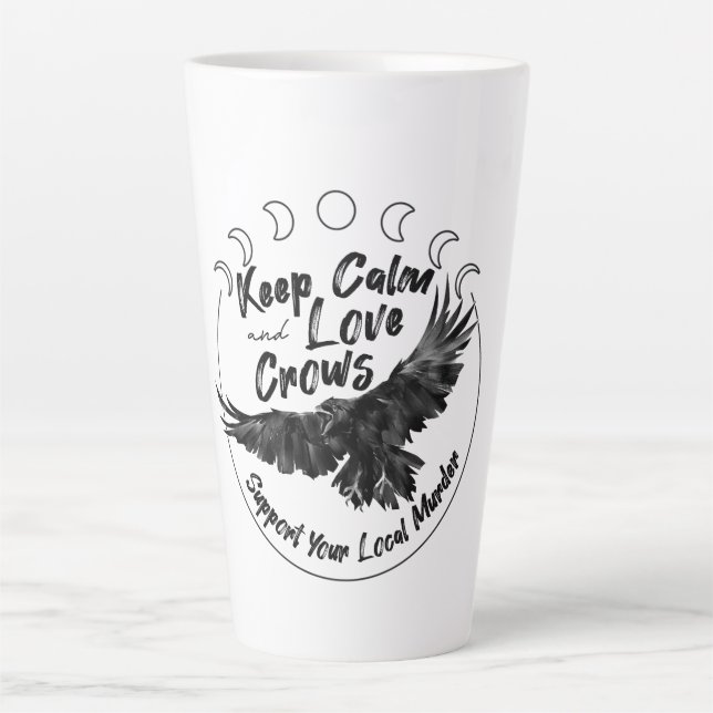 Fique calmo e ame corvos, caneca latina (Frente)