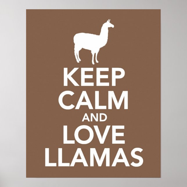 Fique calmo e ame Llamas impressão ou poster (Frente)