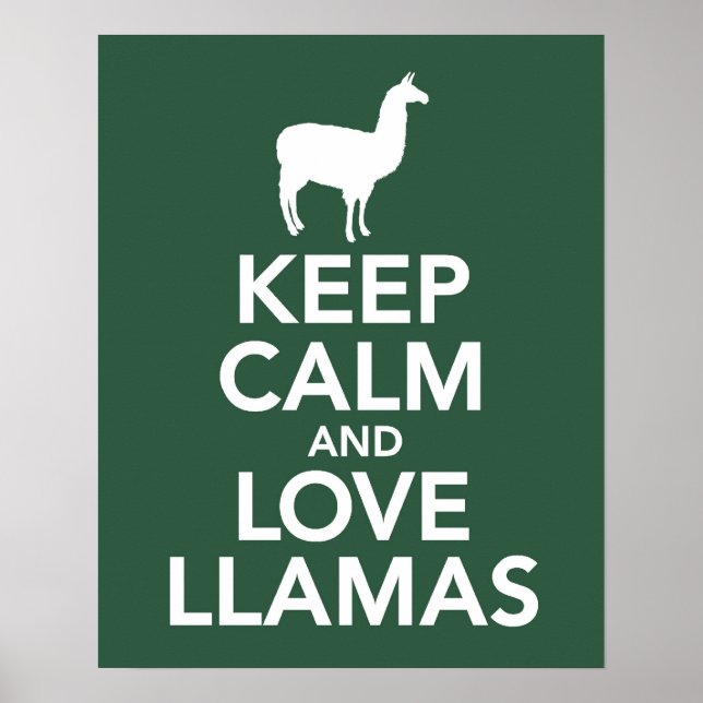 Fique calmo e ame Llamas impressão ou poster (Frente)