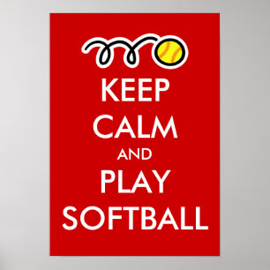 Fique calmo e jogue poster de softball