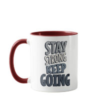 Fique Forte Continue – Caneca Inspiradora Cinza