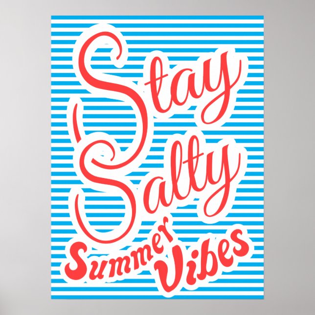 Fique salgado, Summer Vibes, poster de verão, azul (Frente)