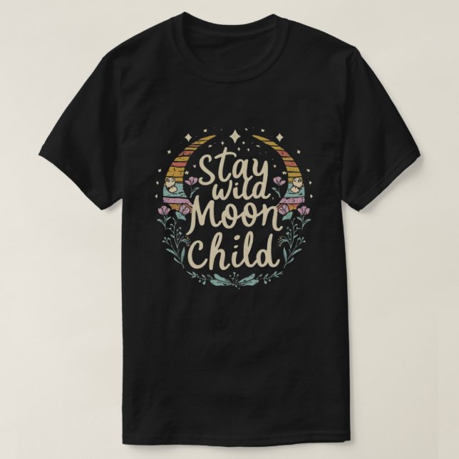 Fique Selvagem, Camiseta Criança da Lua | Boêmio M (Frente do Design)
