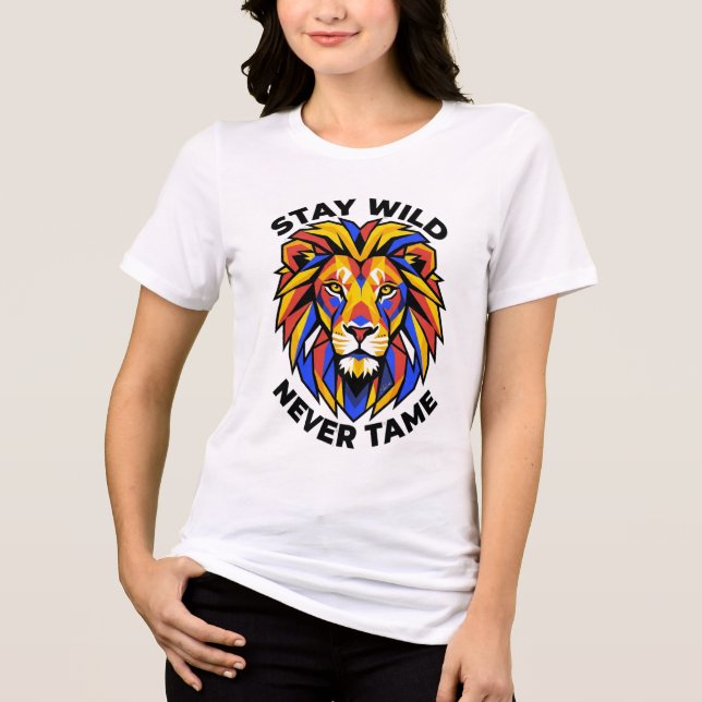 Fique Selvagem Nunca Domado Camiseta Geométrica de (Frente)