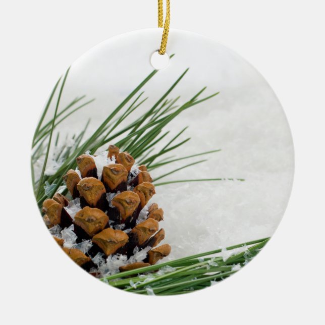 Fir Cone com Enfeites de natal redondo Flakes com  (Frente)