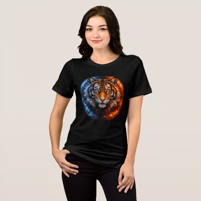 Fire and Ice Tiger – Elemental Fantasy Art (Frente Completa)