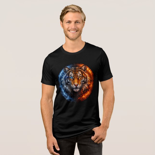 Fire and Ice Tiger – Elemental Fantasy Art (Frente Completa)