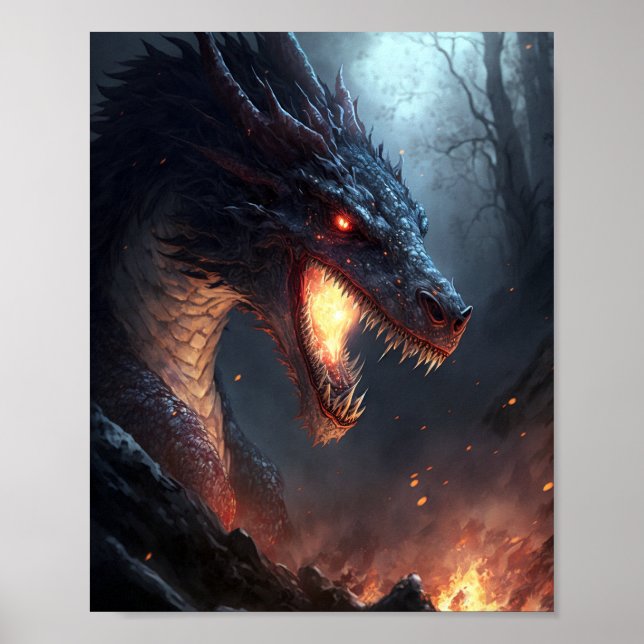 Fire Dragon Fantasy Art Poster (Frente)
