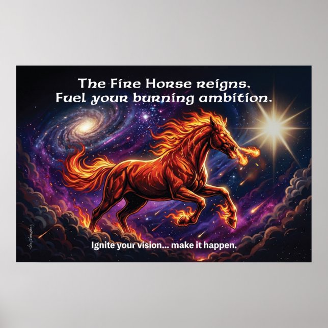 Fire Horse "Burning Ambition" Wall Poster (Frente)