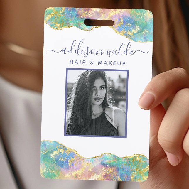 Fire Opal Rainbow Gemstone Business ID Crachá (Criador carregado)