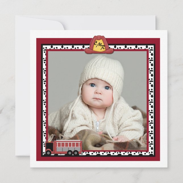 Fire Truck - Anúncio de Nascimento da Foto (Frente)