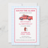 Fire Truck Watercolor Convite de Aniversário