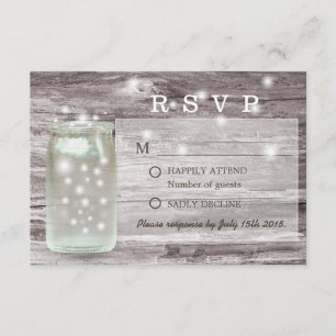 Fireflies Glowing Mason Jar Weding RSVP
