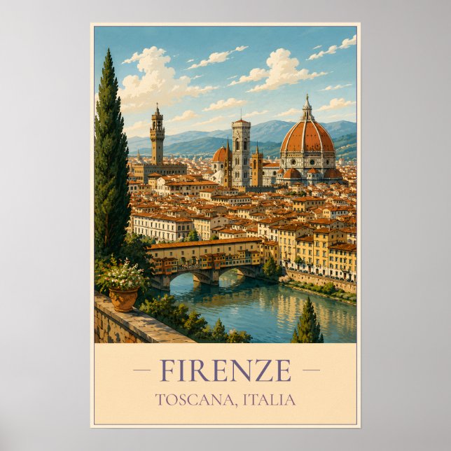 Firenze, Italy – Vintage Travel Poster (Frente)