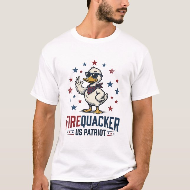 Firequacker Pato Patriótico Camisa Vintage Design_ (Frente)