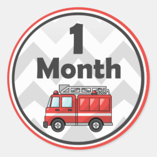 Firetruck - etiquetas mensais do bebê - mês a m