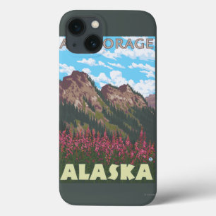 Fireweed & montanhas - Anchorage, Alaska