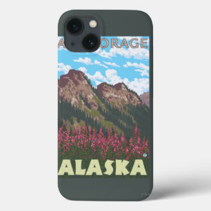 Fireweed & montanhas - Anchorage, Alaska