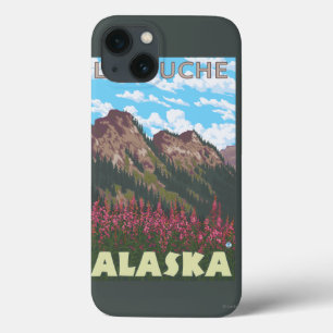 Fireweed & montanhas - Latouche, Alaska