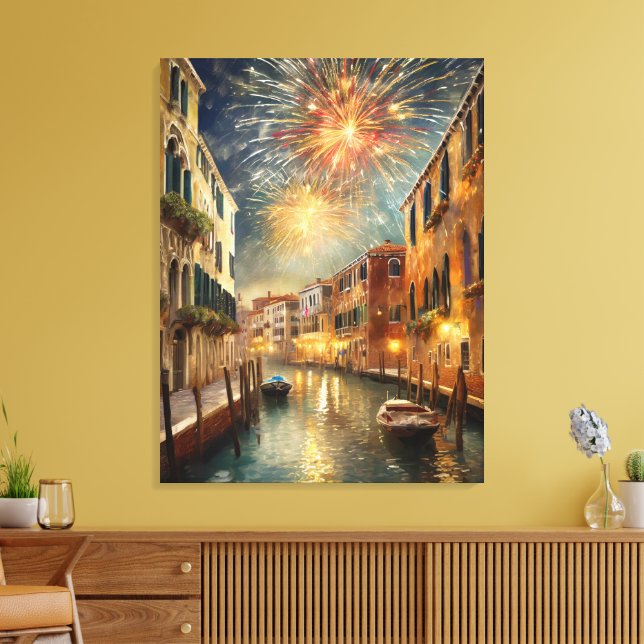 Fireworks over Venice Canvas Wall Art (Insitu(Sala de estar))