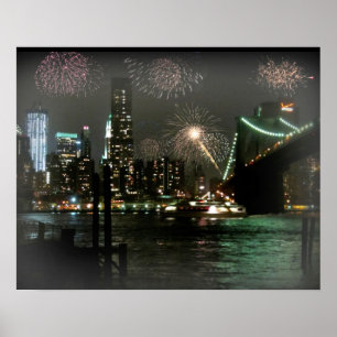 Fireworks sobre o Poster Skyline de Nova York