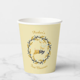 First Christmas Deer with Wreath Yellow 