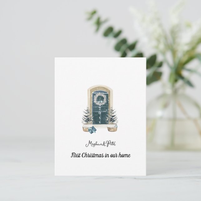 First Christmas In Our Home Sage Green Card (Em pé/Frente)