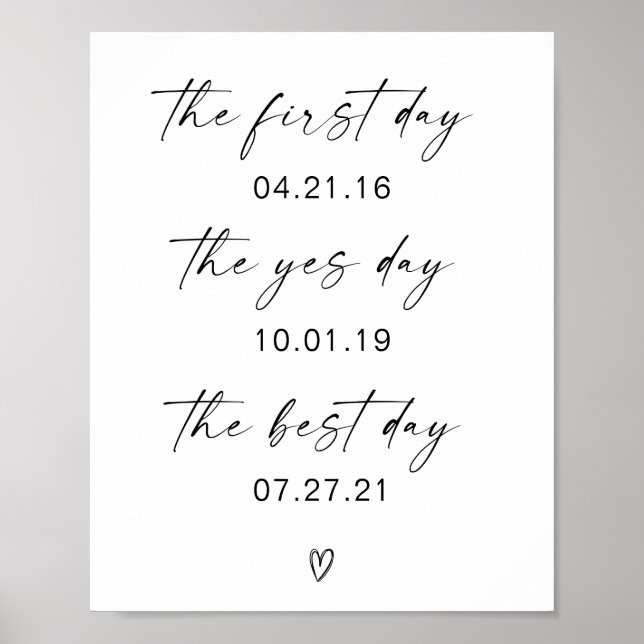 First Day Yes Day Best Day Wedding Poster (Frente)