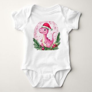 Fita de camisa bebê dinossauro cor-de-rosa