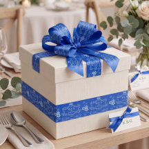 Fita de Caxemira Azul Real com Monograma Floral Br