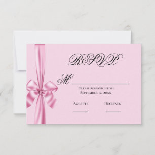 Fita de cetim rosa simples RSVP de casamento