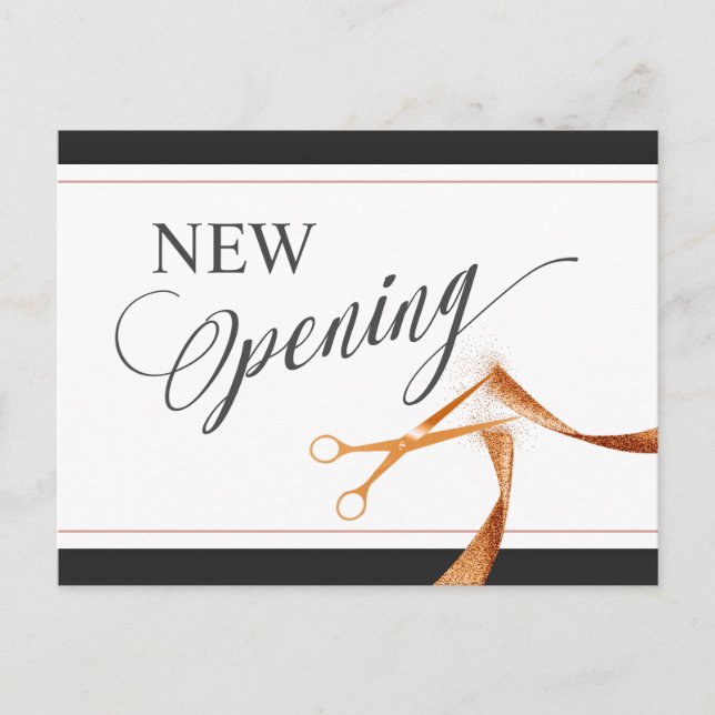 Fita de cobre e tesoura NOVO Convite de Abertura (Frente)