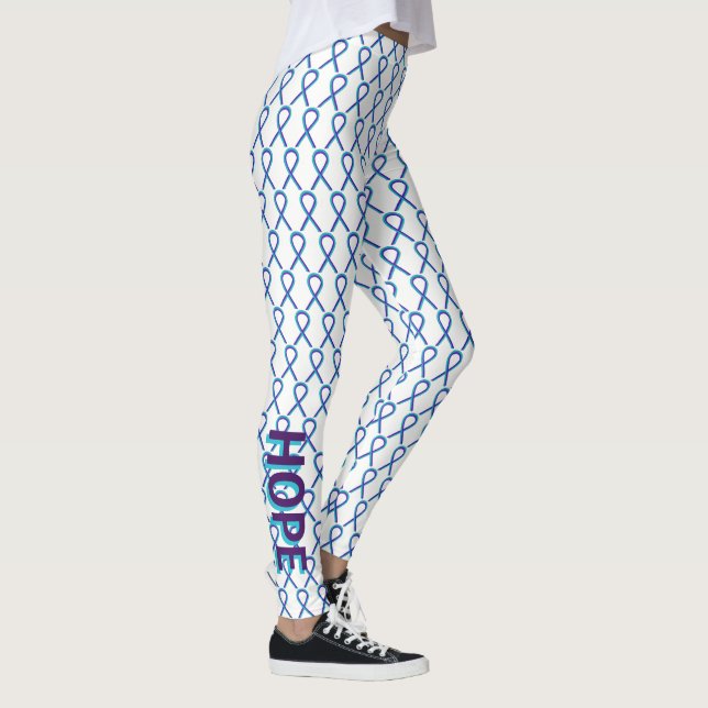 Fita de conscientização roxa e turquesa Leggings p (Direita)