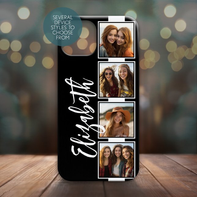Fita de Filmes em Praça de Colagem de Fotos, em Pr (Personalized Phone Case with 4 Photos and Custom Text - Choose Your Device Style)
