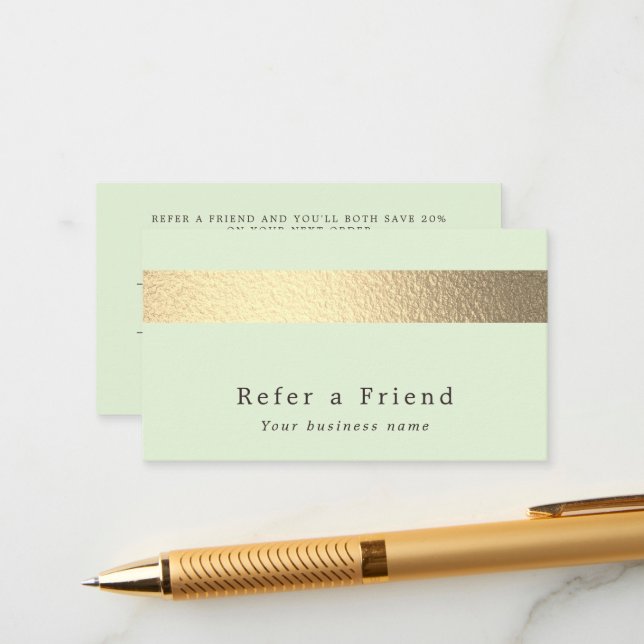 Fita De Folha De Ouro Chic No Cartão De Referência (Frente/Verso In Situ)