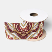 Fita de Seda com Mármore Burgundy e Dourado Elegan